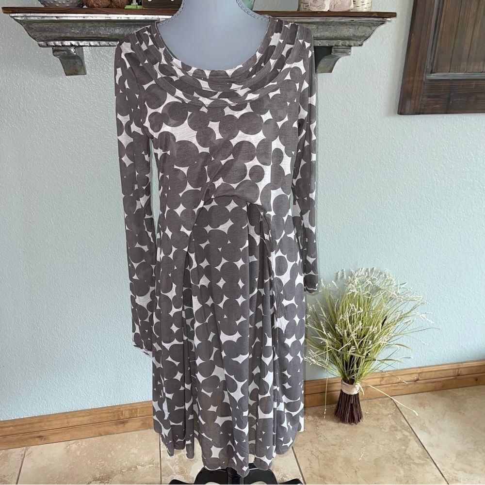 Rundholz Black Label Gray Hues Langenlook Dot Midi Shift Dress Size Small